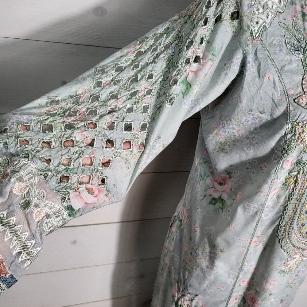 (Flawed) Vintage Dress Embroidered Crochet Lace Floral Eyelet Shabby Chic. - Picture 7 of 11
